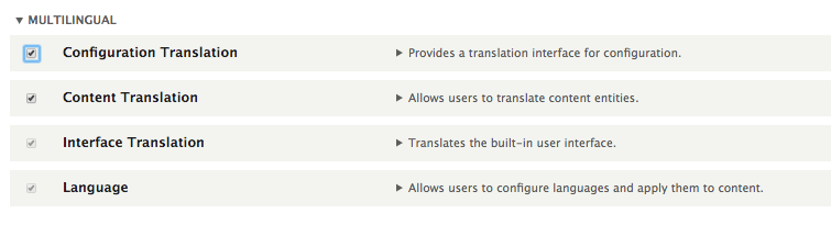 Sección Multilenguaje