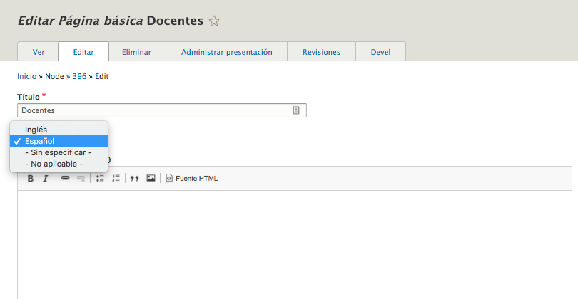 Editar página básica