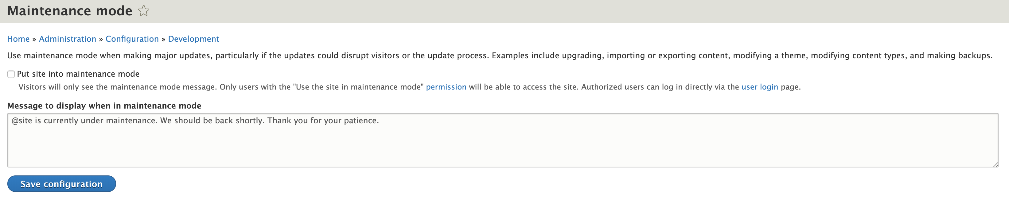 Mode maintenance